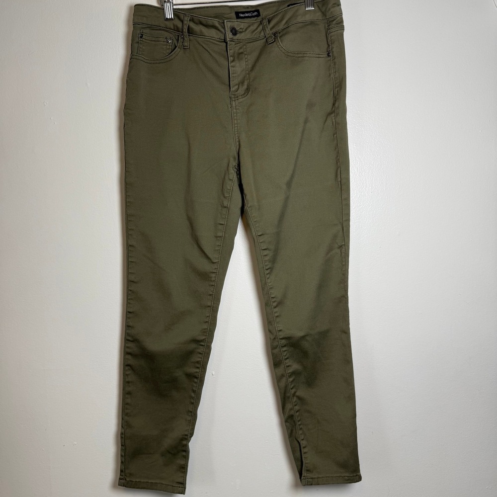 Needle & Cloth‎ Skinny Ankle Olive Green Twill Pants Women Size 12